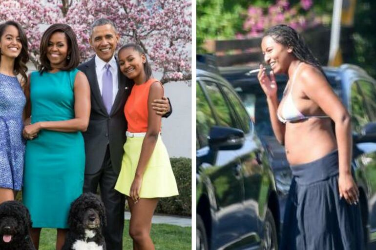 B. Obama 22 m. dukra Sasha užfiksuota viešumoje: mergina išsinuoginusi rūkė cigaretės