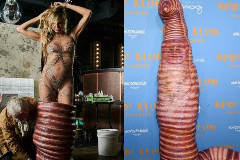 Heidi Klum apstulbino pasaulį: per Heloviną virto didžiuliu kirminu