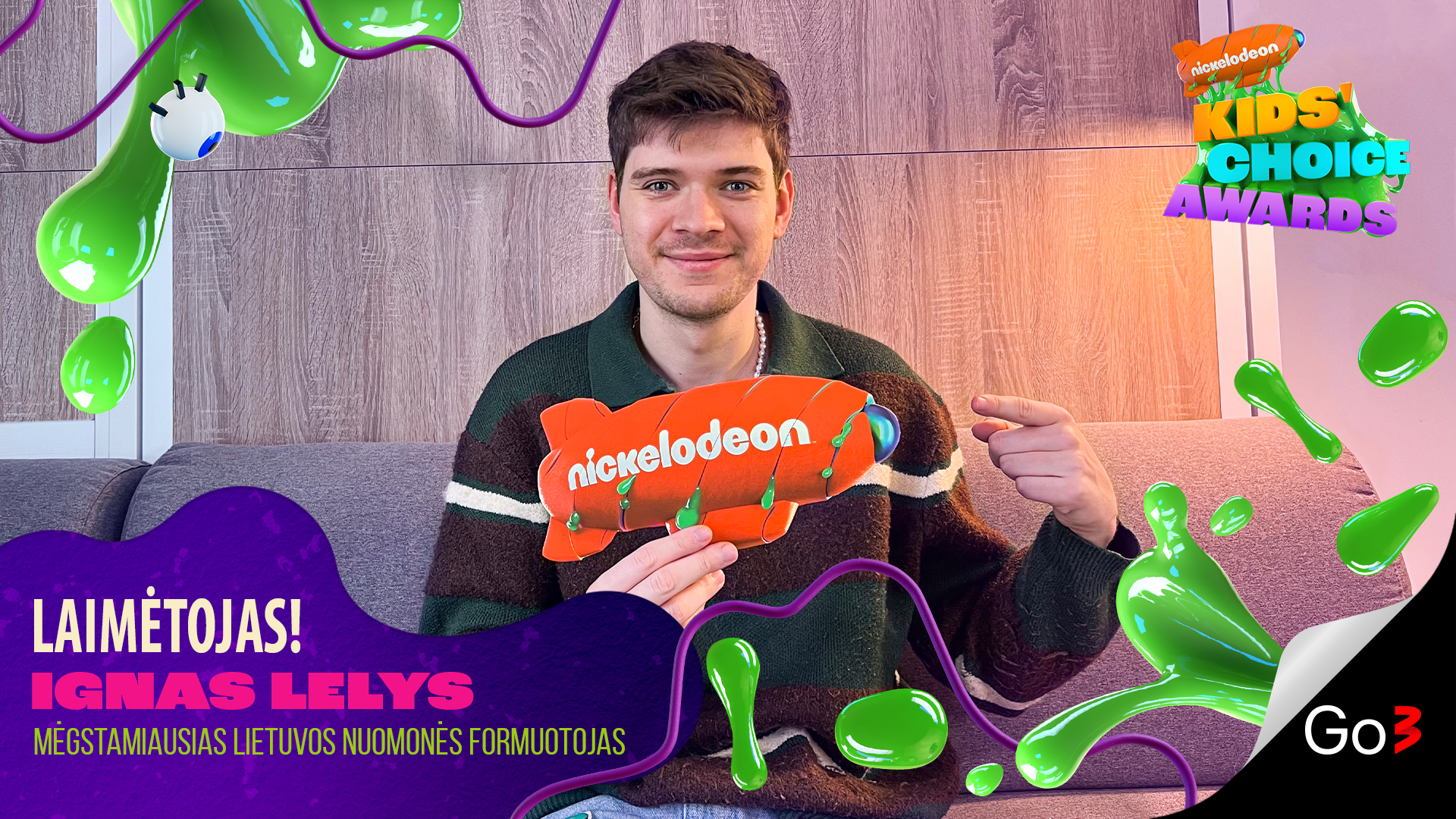 Ignas Lelys laimėjo „Nickelodeon Kids' Choice Awards“ 2023 apdovanojimą