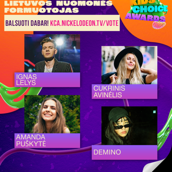 Net keturi Lietuvos nuomonės formuotojai nominuoti prestižiniam Nickelodeon Kids' Choice Awards 2023 apdovanojimui